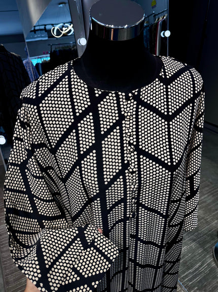 Black Farasha Kaftan with dots printing
