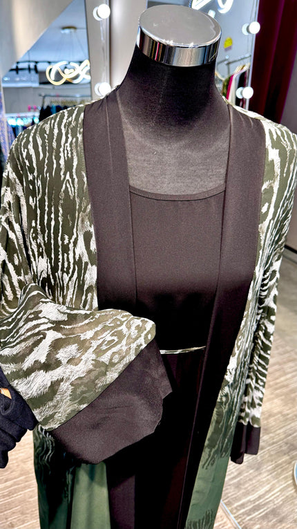 Dark Green & gray Tiger pint dress 3pcs set