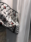 White Nida Abaya with Kuffiyah Embroidered Sleeves
