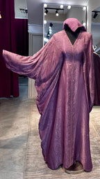 Velvet Farasha Abaya with Hijab – 2 Piece- Rose Mauve
