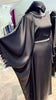 Black Farasha Zoom Abaya with stone embellishment lining.