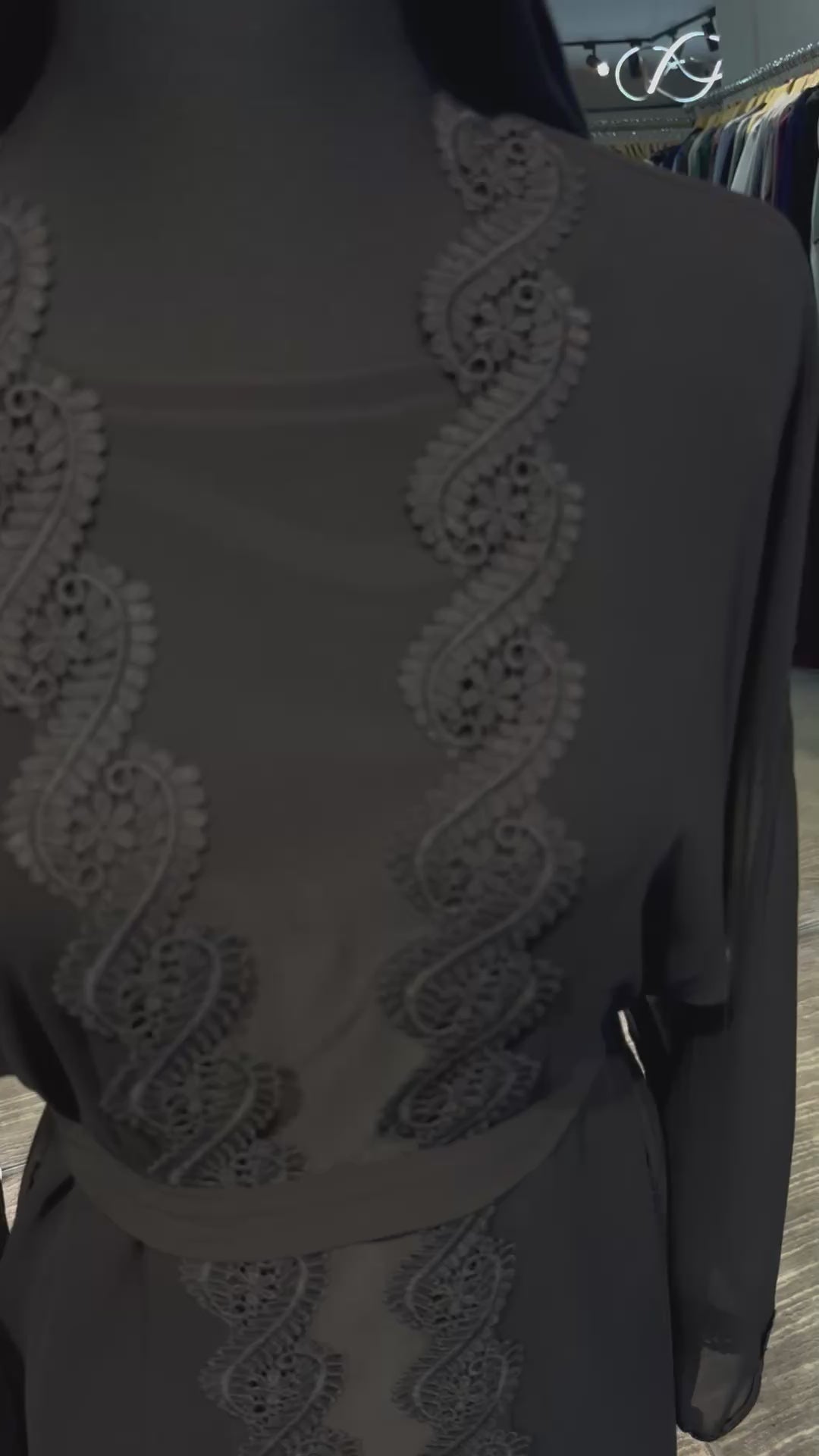 4 Piece Abaya lace Set- Black