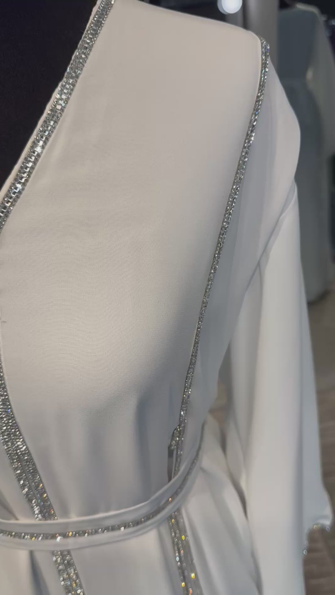 3 Piece Slit Abaya Set- White