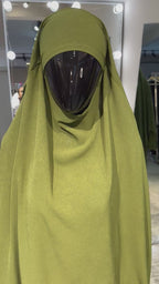 CY Crushed khimar Set-Olive Green