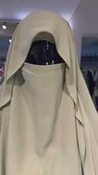 Long chiffon khimar Set-Light Green