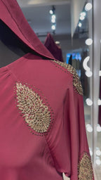 Umbrella Cut Abaya Flower patch- Maroon