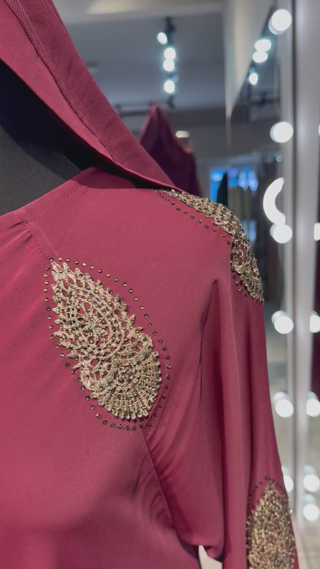 Umbrella Cut Abaya Flower patch- Maroon