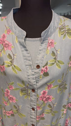 Denim 2-Piece Set –  Inner & Floral Blouse- light Blue