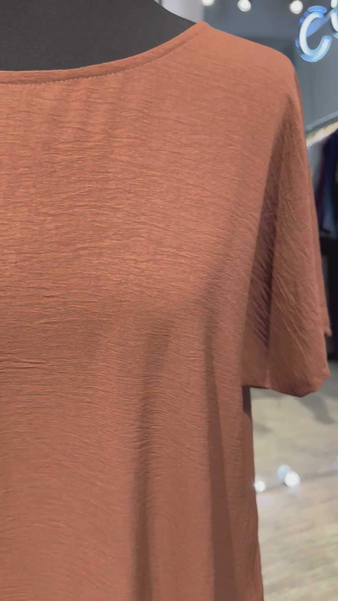 CY Crinkle Short Sleeve Inner Dress- Brown
