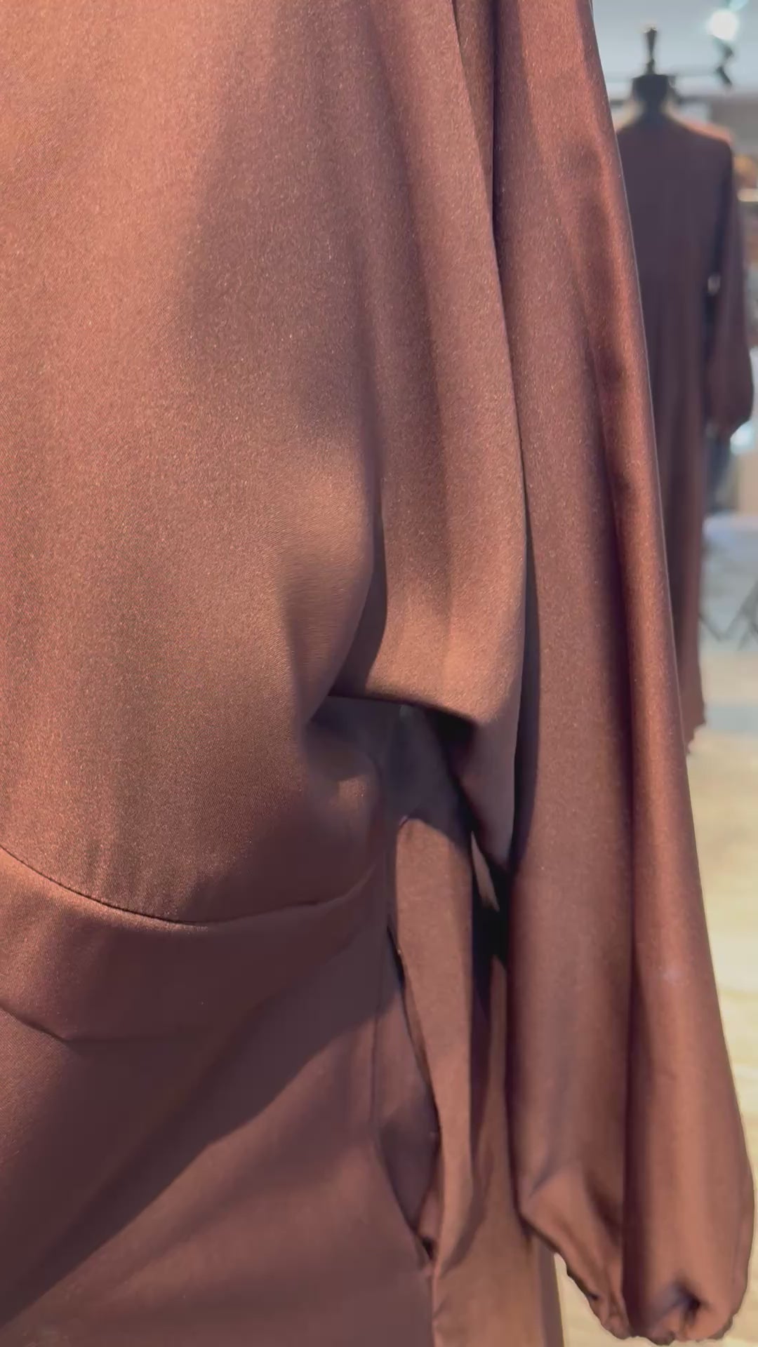 Zipper Umbrella Abaya- Reddish Brown