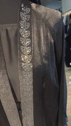 4 Piece Abaya Set with Hijab – Silky Zoom & Organza Umbrella Cut Robe- Black