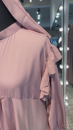 Turtle neck Umbrella Abaya- Baby pink