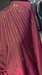 One Side Farasha Abaya Set with Hijab - Maroon