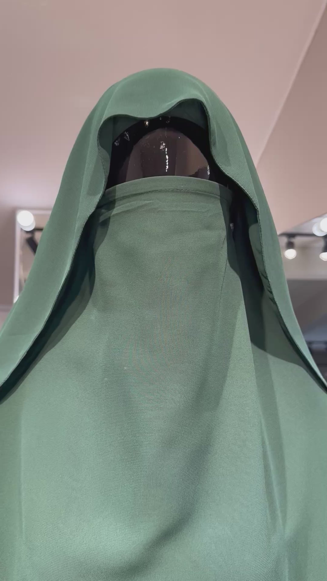 Long chiffon khimar Set- Dark Green