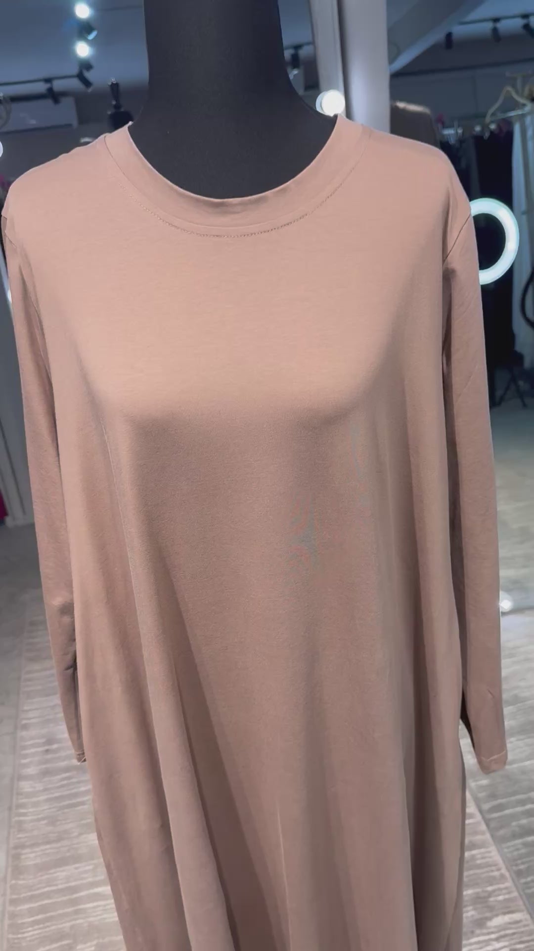 Plain Cotton Dress – Nude Brown