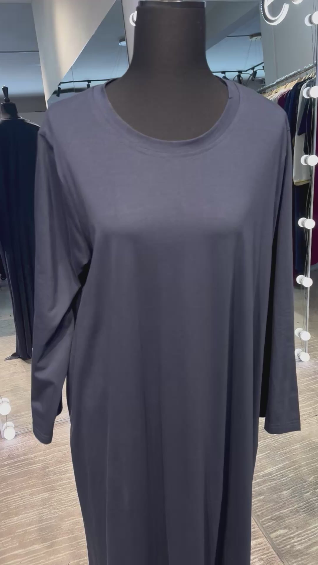 Plain Cotton Dress – Navy Blue