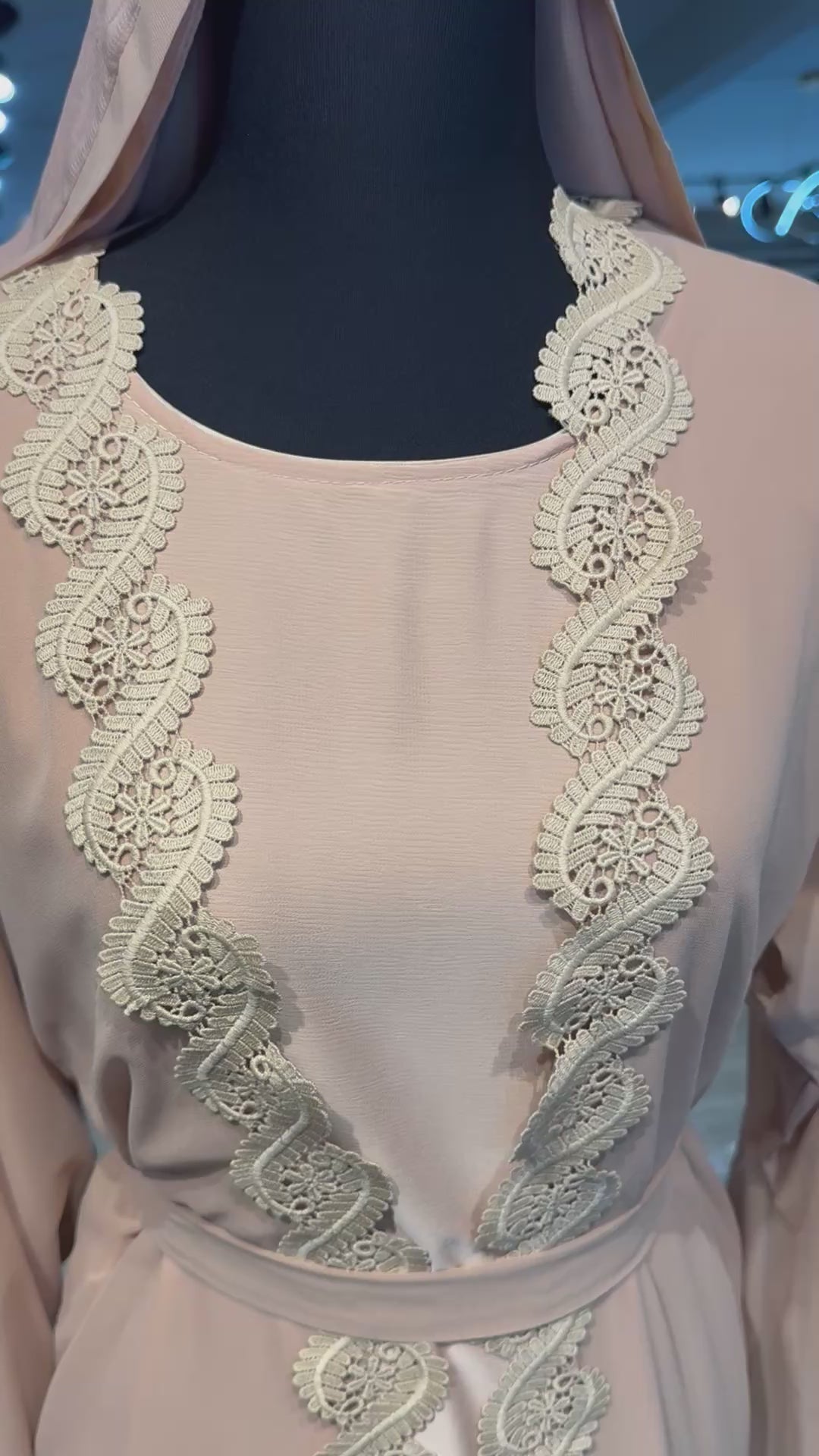 4 Piece Abaya lace Set- Beige