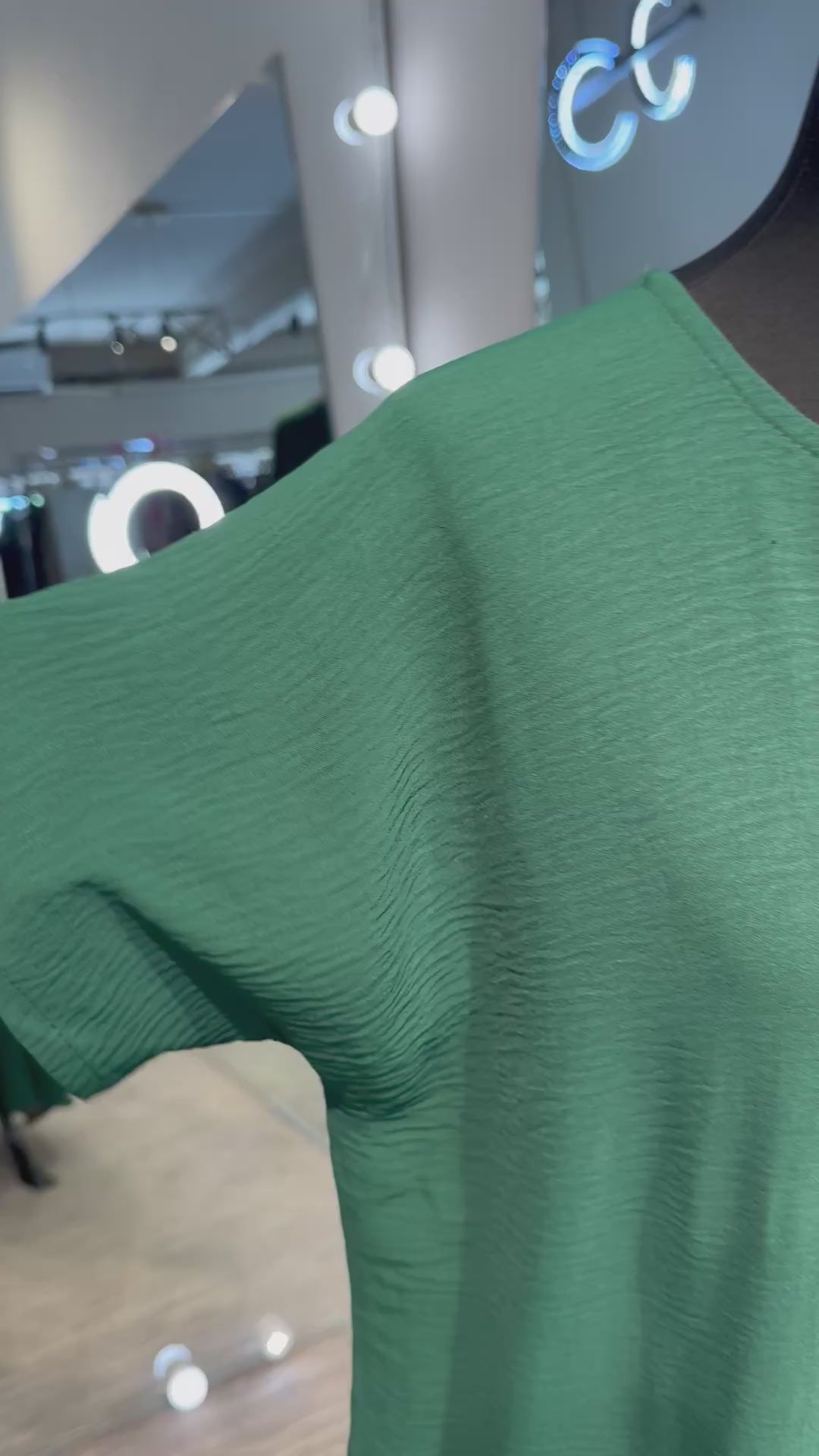 CY Crinkle Short Sleeve Inner Dress- Green