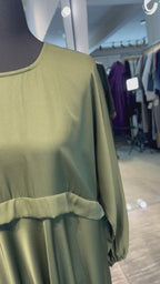 Zipper Umbrella Abaya- Army Green