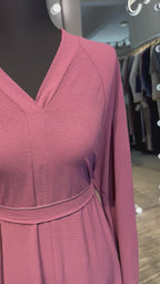 Umbrella Cut Abaya 3 pcs Set- Rose Mauve