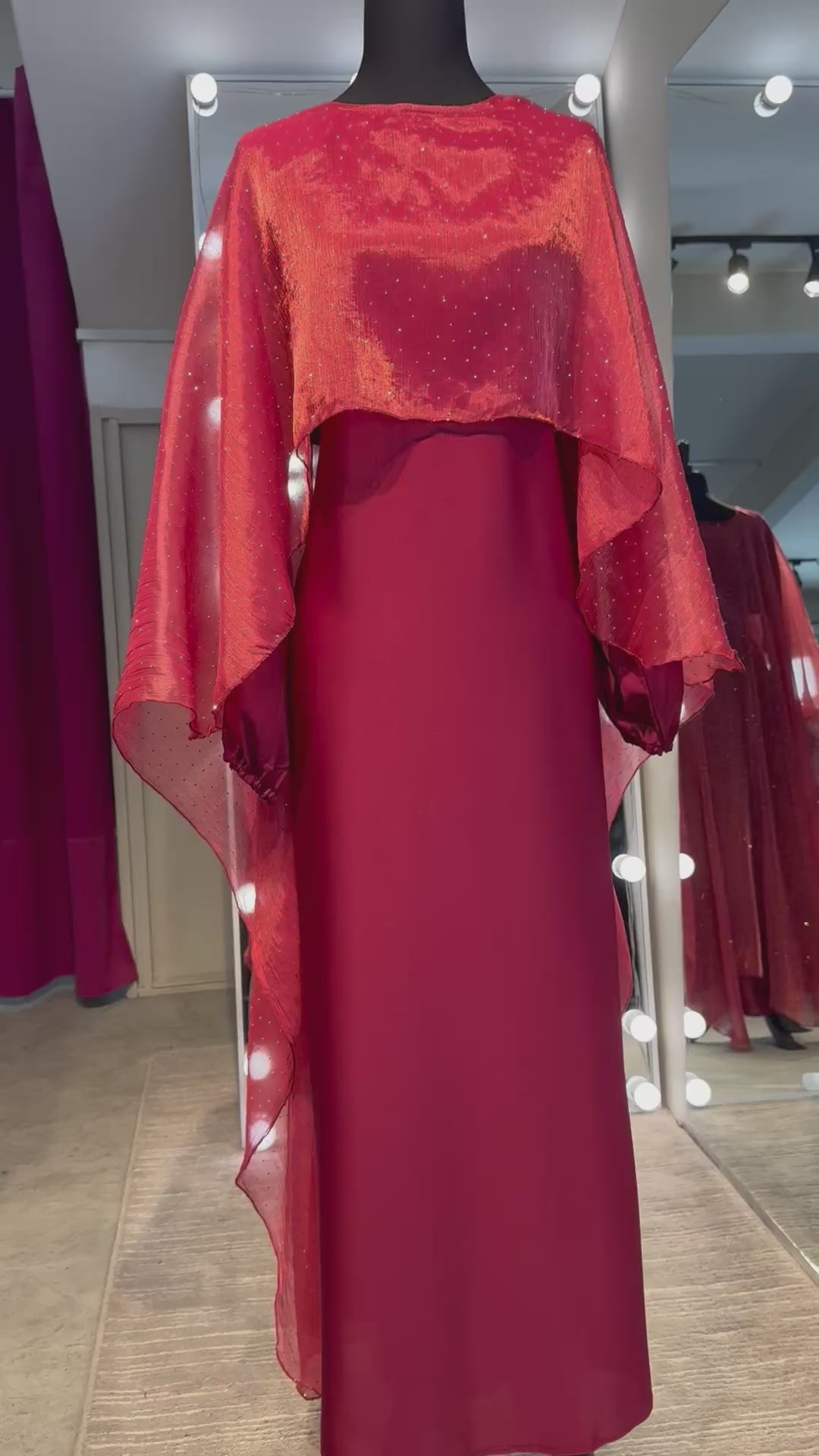 Cape Style Abaya Set with Hijab – Nida & Organza - Maroon