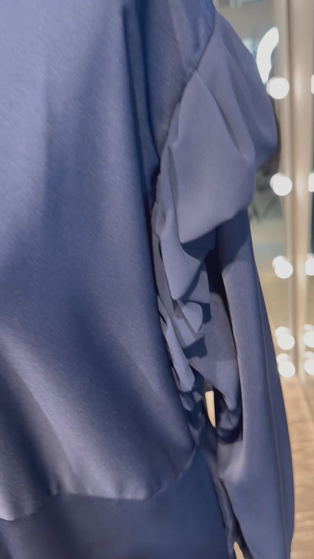 Turtle neck Umbrella Abaya- Navy Blue