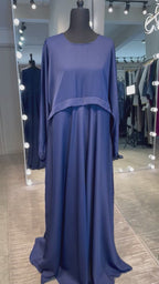 Zipper Umbrella Abaya- Navy Blue