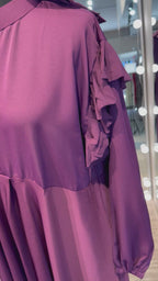Turtle neck Umbrella Abaya- Aubergine