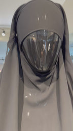 2-layers chiffon khimar Set- Black