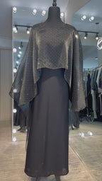 Cape Style Abaya Set with Hijab – Nida & Organza- Black