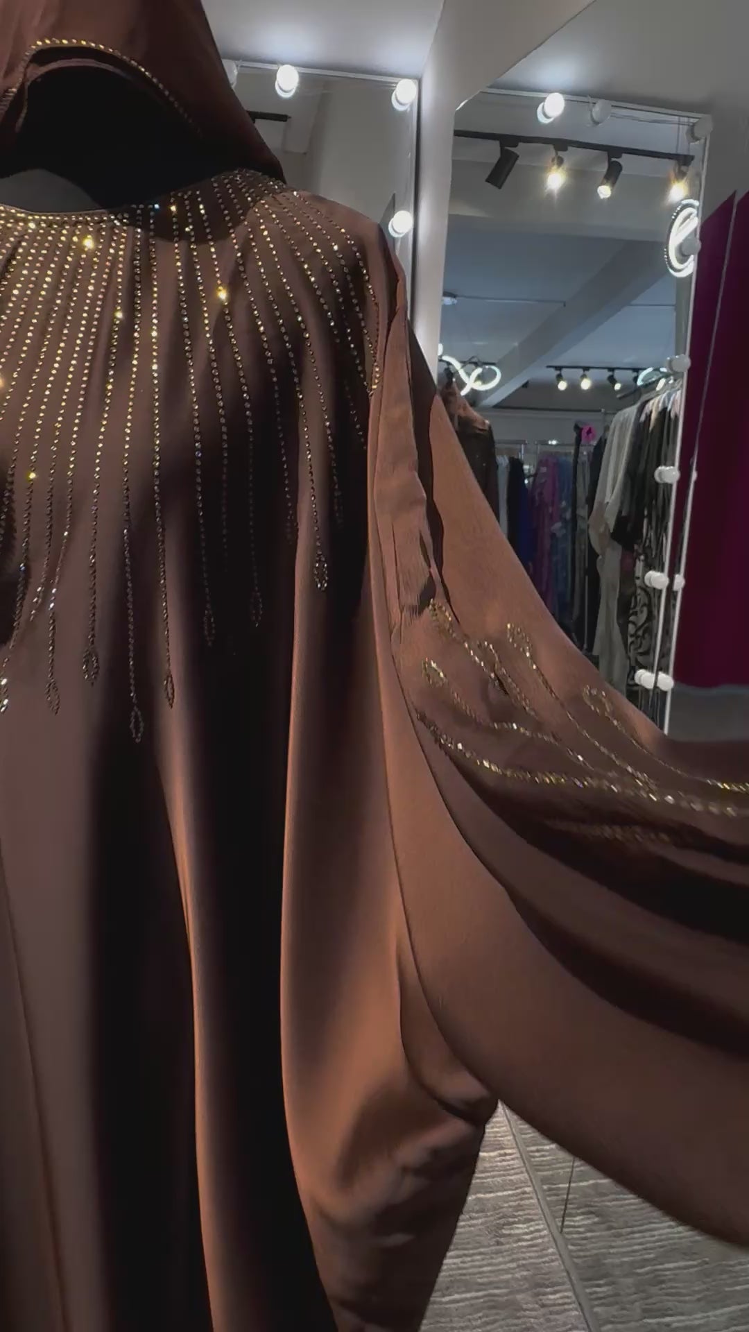 One Side Farasha Abaya Set with Hijab – Chocolate Brown