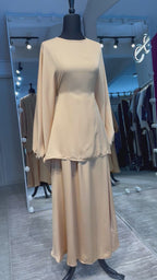 Farasha 2pcs Set Skirt- Beige