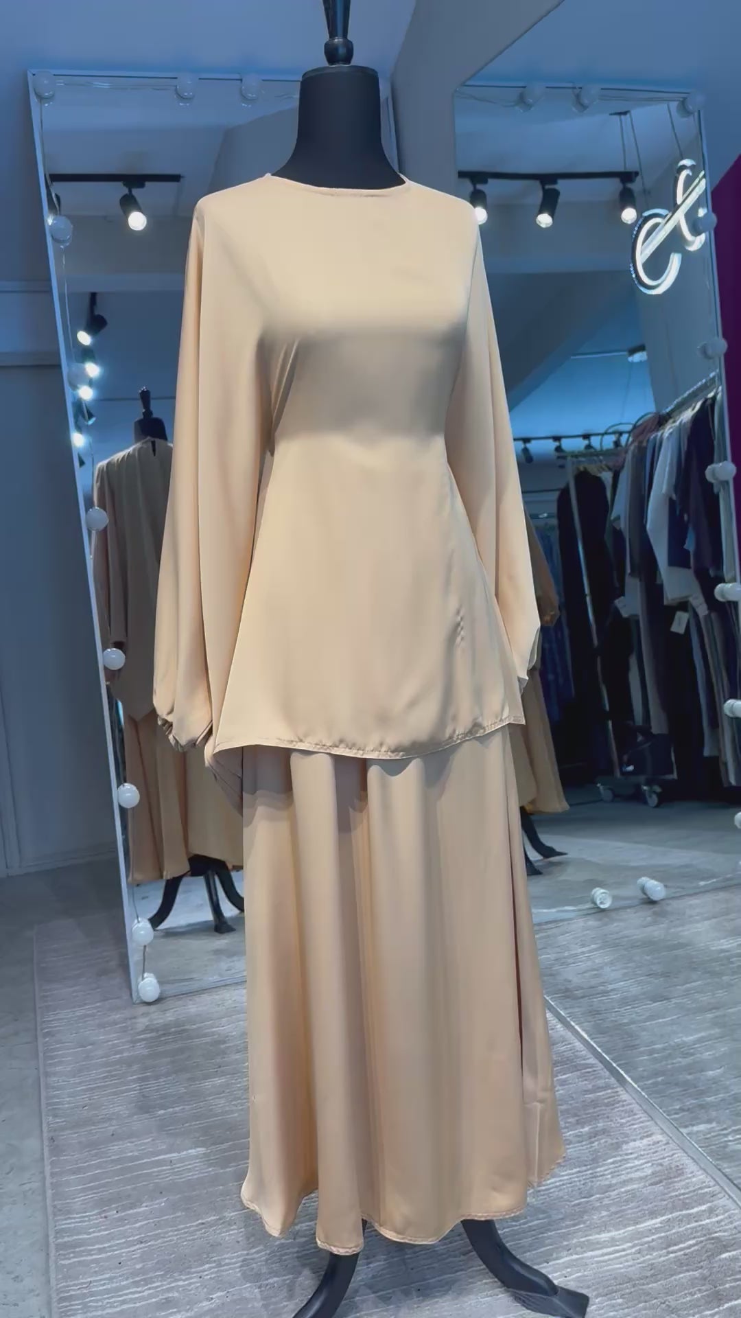 Farasha 2pcs Set Skirt- Beige