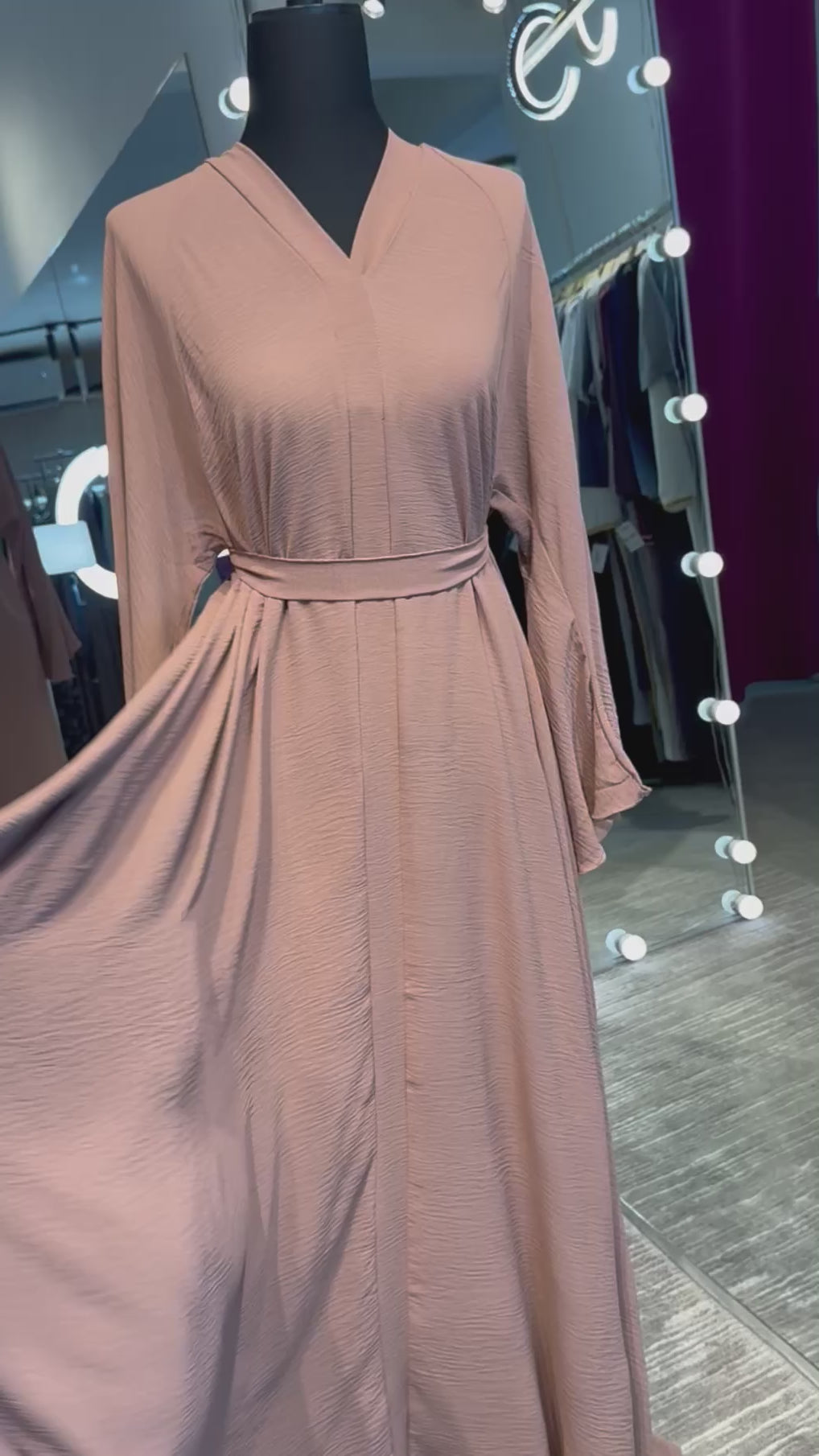 Umbrella Cut Abaya 3 pcs Set- Nude