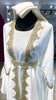 White Flare Sleeve Abaya Dress with Gold Embellishment